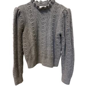 Revolve ASTR the Label Gray Ruffle Knit Sweater Size Medium Twee Coquette Indie